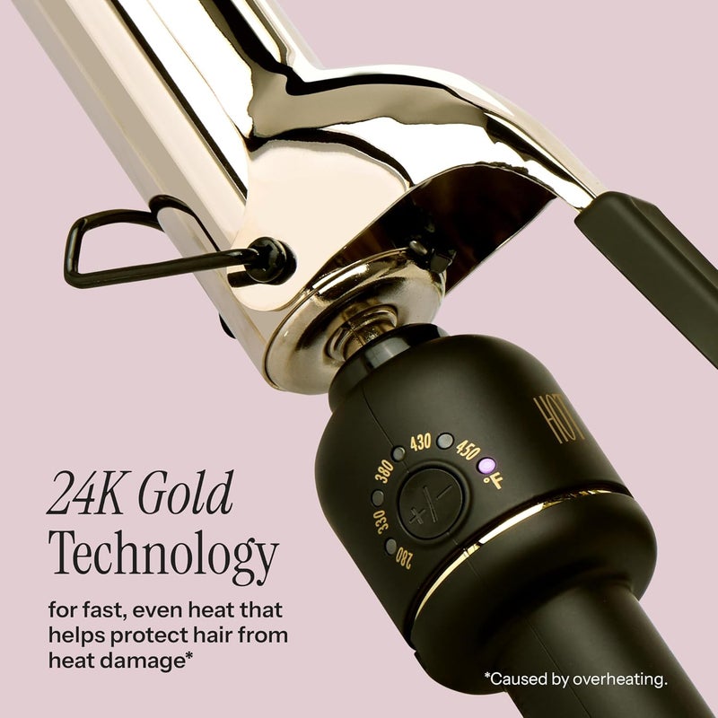 Hot Tools 24K Gold Professional 1" Extended Barrel Curling Iron with Clamp for Bouncy Curls - 24K Gold Technology for Long-Lasting Results & Longer Barrel for Easy Styling - Image 2